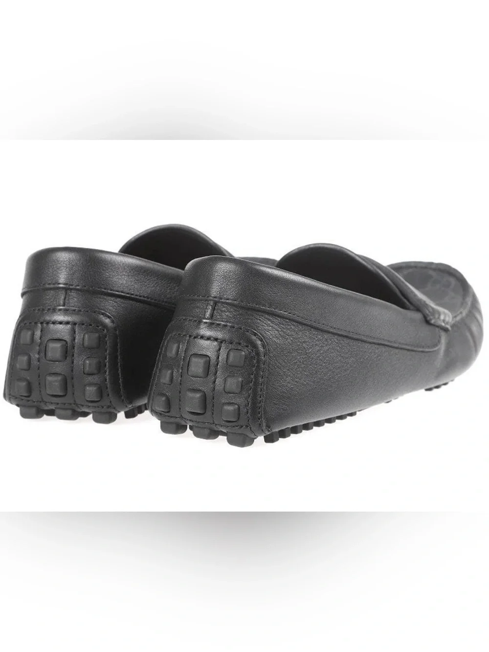 NEW GUCCI BLACK LEATHER NTELOCKING CUT OUT LOGO DRIVER MOCCASIN SHOES 6/US 6.5